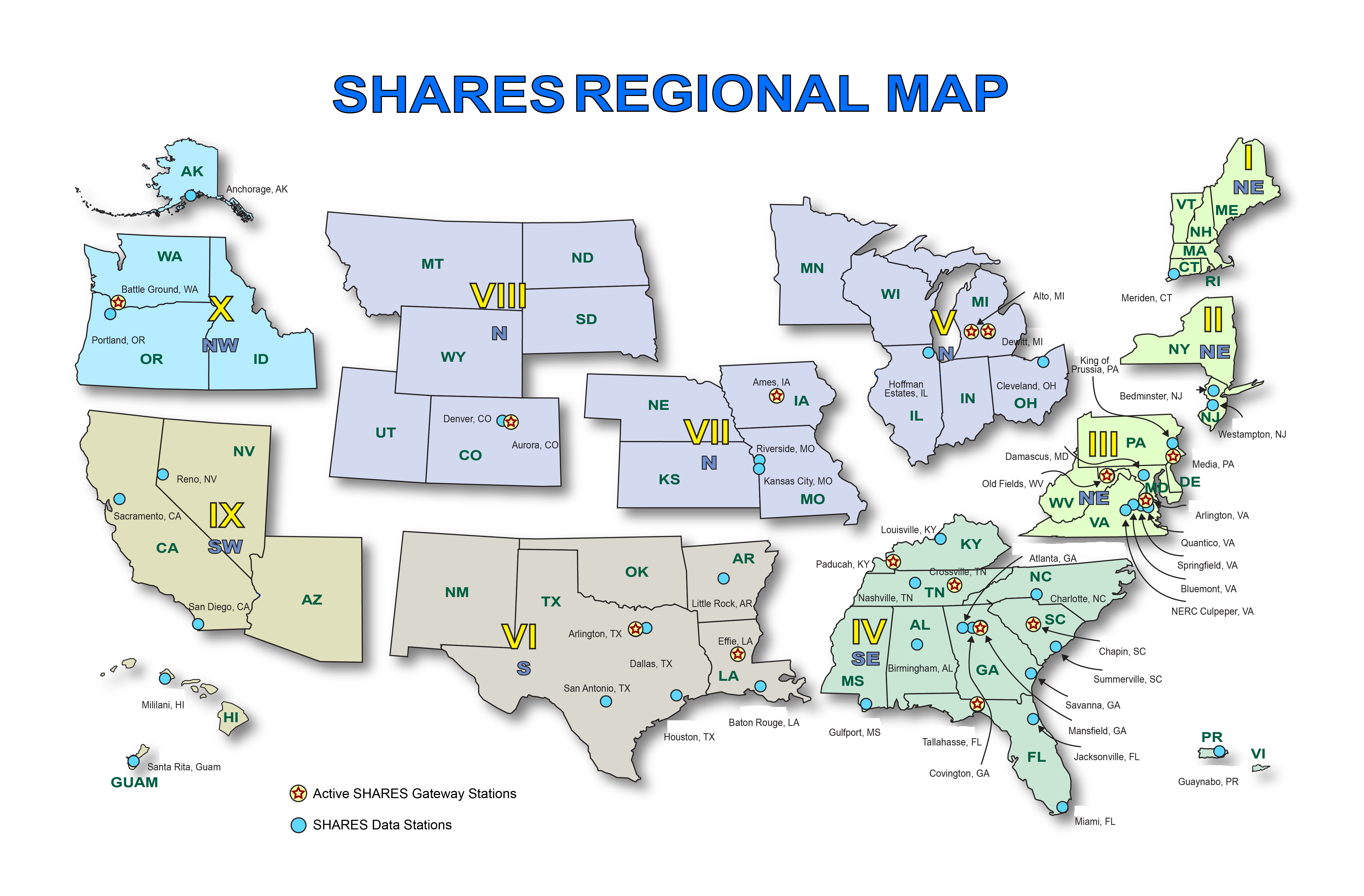 Idaho ARES Resources DHS FEMA IOEM ARES   SHARES Data Regional Map 